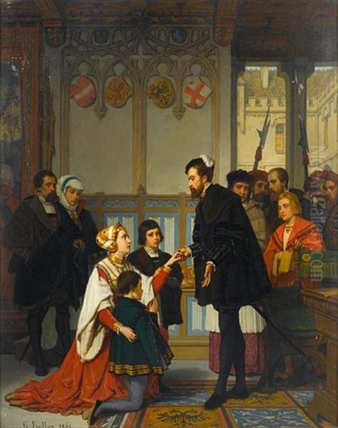 Philippine Welser Seeking Mercy From Ferdinand I, Holy Roman Emperor by Wilhelm (Guillaume) Koller