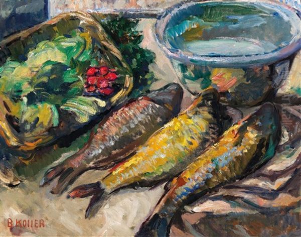 Still Life With Three Fish Oil Painting by Broncia Koller-Pinell