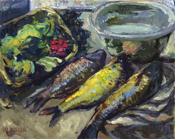 Still Life With Fish Oil Painting by Broncia Koller-Pinell