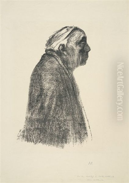 Selbstbildnis Im Profil Nach Rechts Oil Painting by Kaethe Kollwitz