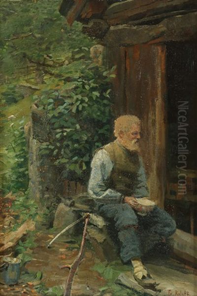 Gammel Mann Oil Painting by Frederik Kolstoe