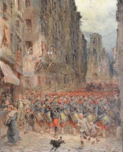 Le Defile Oil Painting by Wilfred Constant Beauquesne