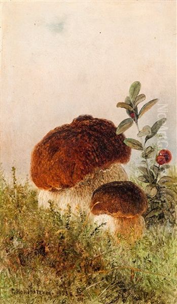 Mushrooms Oil Painting by Gavril Pavlovich Kondratenko