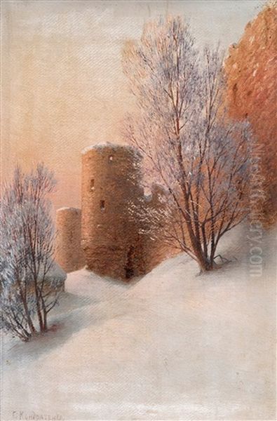 Winter (kaporie Fortress) Oil Painting by Gavril Pavlovich Kondratenko