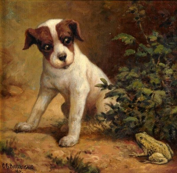 Terrier And Toad Oil Painting by Charles Grant Beauregard