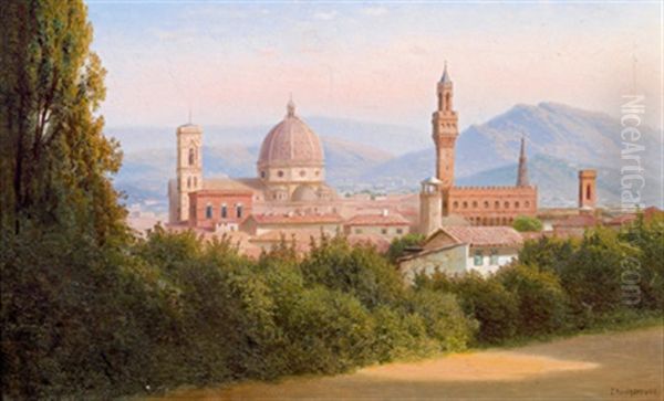 Ansicht Von Florenz Vom Suden Mit Campanile, Duomo Santa Maria Del Fiore Und Palazzo Vecchio Oil Painting by Gavril Pavlovich Kondratenko