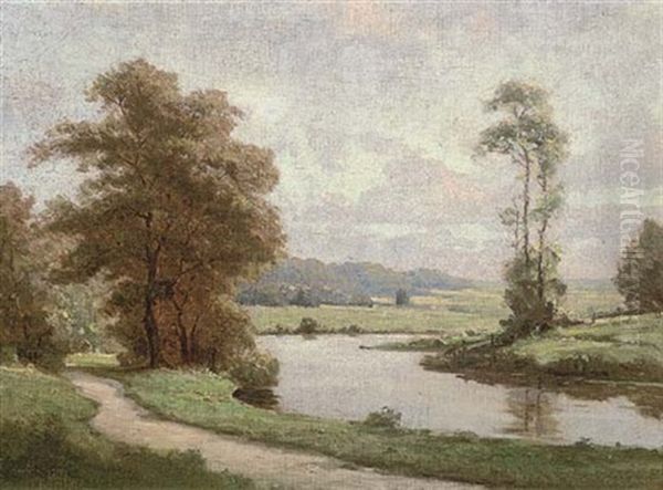 Russian River Landscape Oil Painting by Gavril Pavlovich Kondratenko