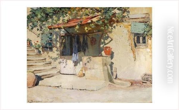 La Souste Chateau De Fourville (grignan) Oil Painting by Emile Beaussier