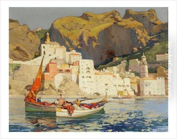 Le Port D'amalfi Oil Painting by Emile Beaussier