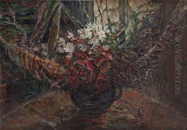 Bunch Of Wild Flowers Oil Painting by Stanislaw Konieczny