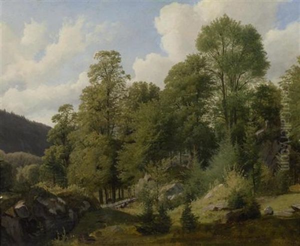 Waldlandschaft Mit Felsen Oil Painting by Ferdinand Konig