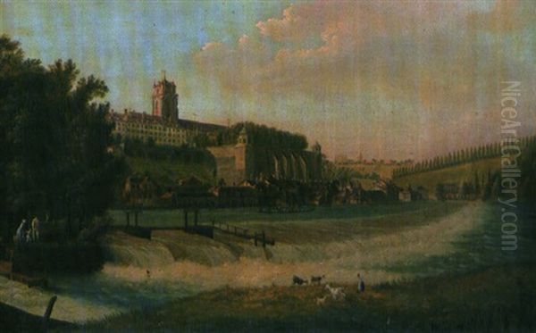 Vedute Der Stadt Bern Vom Schwellenmatteli Aus Oil Painting by Franz Niklaus Koenig