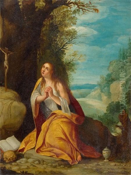 The Madonna At Prayer Oil Painting by Johann (Hans) Konig