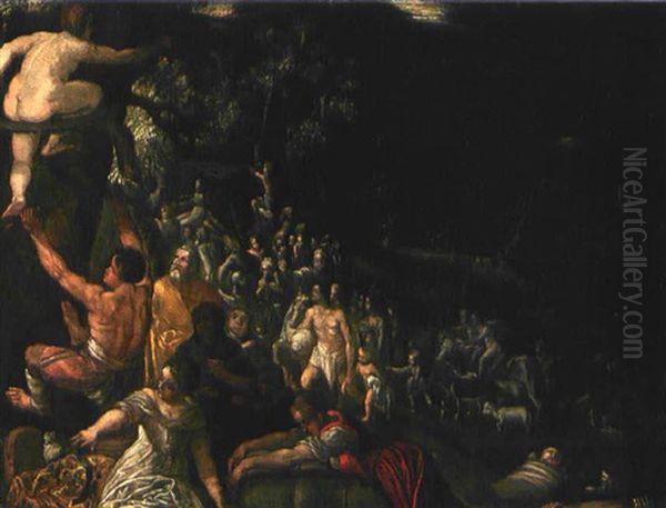 Sintflut (after Adam Elsheimer) Oil Painting by Johann (Hans) Konig