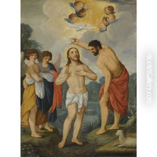 The Baptism Of Christ Oil Painting by Johann (Hans) Konig