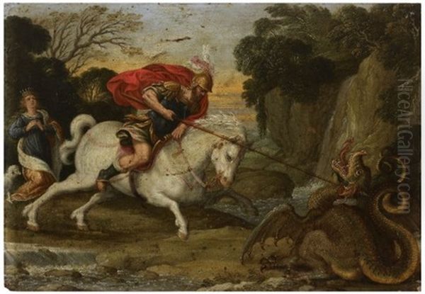 Saint Georges Combattant Le Dragon Oil Painting by Johann (Hans) Konig