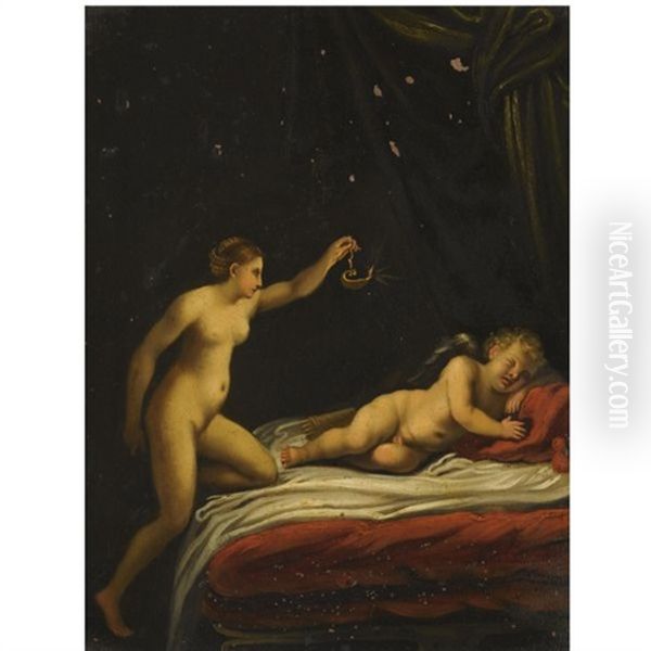 Cupid And Psyche Oil Painting by Johann (Hans) Konig