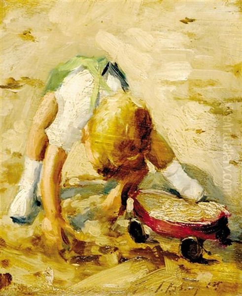 The Red Wagon Oil Painting by Johann (Hans) Konig