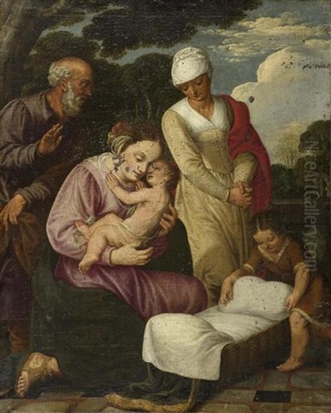 Heilige Familie Mit Heiliger Elisabeth Und Dem Johannesknaben Oil Painting by Johann (Hans) Konig