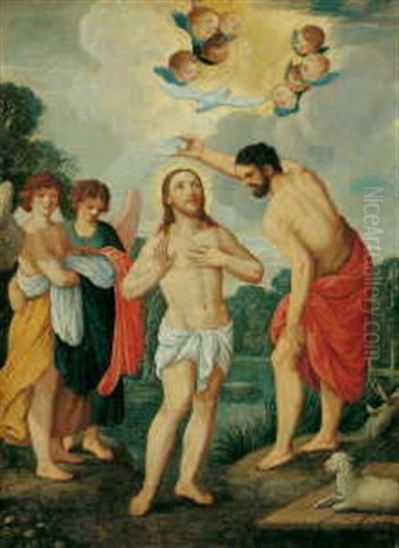 Die Taufe Christi Im Jordan Oil Painting by Johann (Hans) Konig