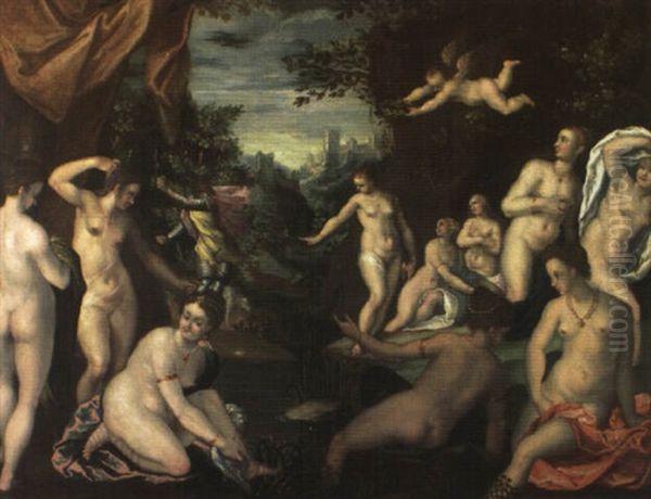 Aktaeon Hat Diana Und Ihre Nymphen Beim Bade Uberrascht Oil Painting by Johann (Hans) Konig