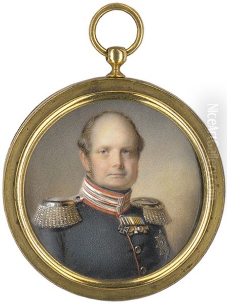 Bildnis Friedrich Wilhelm Iv. (1795-1861), Konig Von Preusen, In Dunkelblauer Uniform Mit Bruststern Des Koniglich-preussischen Ordens Vom Schwarzen Adler by Johann-Heinrich-Chrisoph Koenig