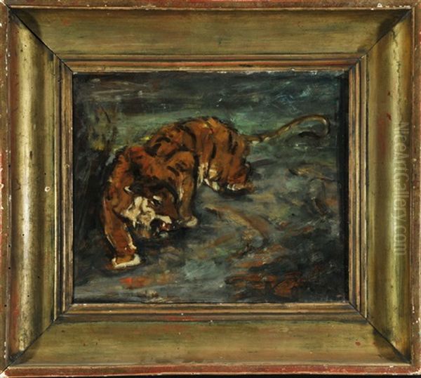 Schleichender Tiger Oil Painting by Leo von Koenig