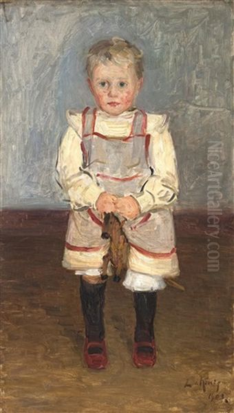 A Young Boy With His Hobby-horse Oil Painting by Leo von Koenig