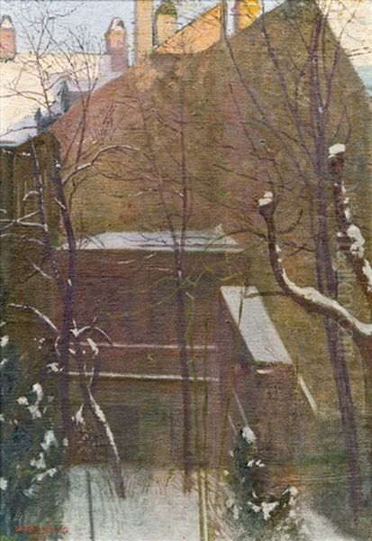 Haus Im Winter Oil Painting by Friedrich Koenig