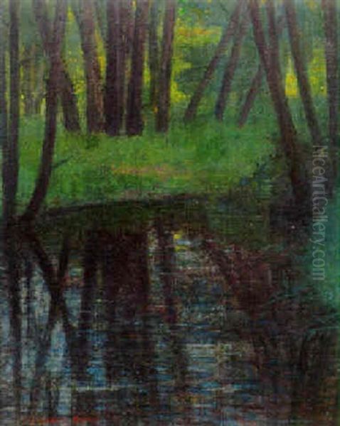 Stiller Weiher Oil Painting by Friedrich Koenig