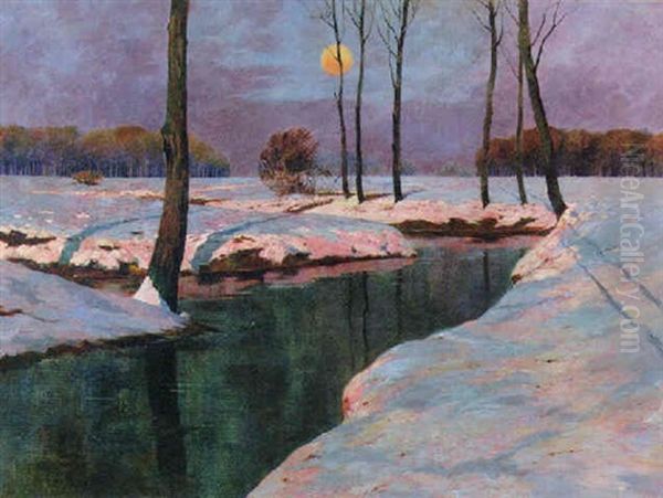 Wintersonne (bei Neunkirchen) Oil Painting by Friedrich Koenig