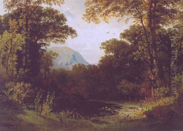 Seerosenteich Oil Painting by Hermann Reichsfreiherr von Koenigsbrunn