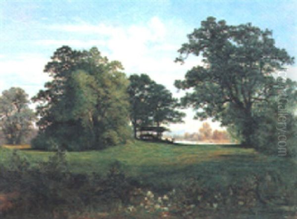 Cervi Nel Paesaggio Oil Painting by Hermann Reichsfreiherr von Koenigsbrunn