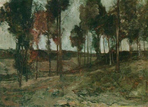 A Wooded Landscape, Limburg Oil Painting by Willem Van Konijnenburg