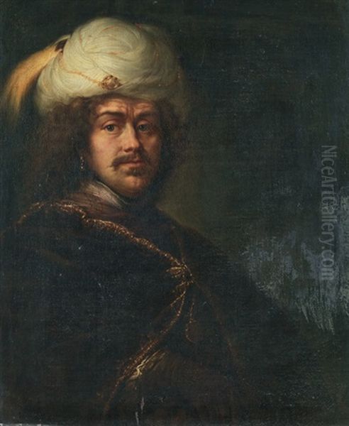 Brustbild Eines Mannes Mit Befiedertem Turban Oil Painting by Daniel De Koninck