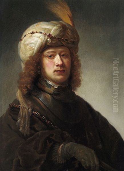 Bildnis Eines Mannes Mit Einem Befiederten Turban, Einer Halsperge Sowie Der Kette Einer Amtlichen Wurde Oil Painting by Daniel De Koninck