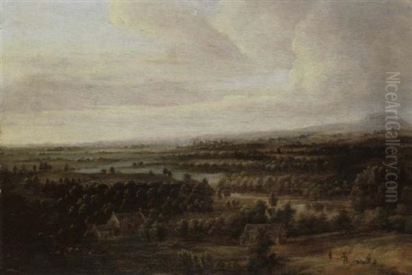 Weite Flusslandschaft Oil Painting by Jacob Koninck