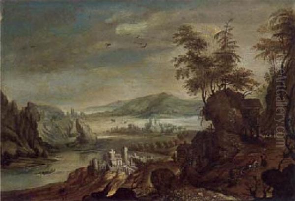 Gebirgige Flusslandschaft Oil Painting by Kerstiaen Koninck