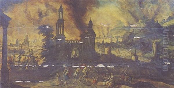 L'incendie De La Ville De Troie Oil Painting by Kerstiaen Koninck