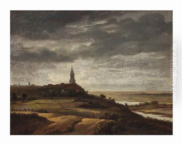 Landscape With A City View by Philips Koninck