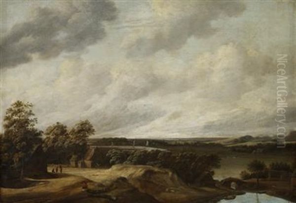 Panoramic Landscape With Figures Oil Painting by Philips Koninck