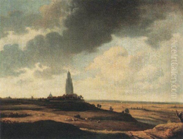 A Landscape With A View Of Rhenen Oil Painting by Philips Koninck