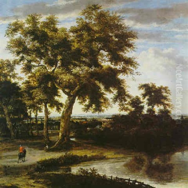 Landschaft Mit Teich Und Grossem Baum Oil Painting by Philips Koninck