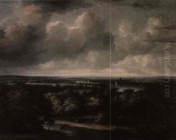 A Panoramic Landscape Oil Painting by Philips Koninck