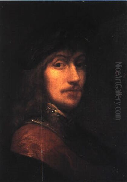 Young Man Wearing Gorget And Cape Oil Painting by Philips Koninck