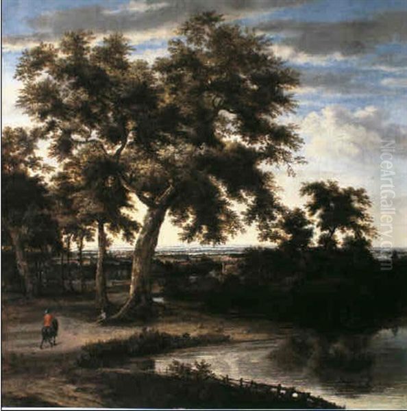 Landschaft Mit Teich Und Grosser Eiche by Philips Koninck