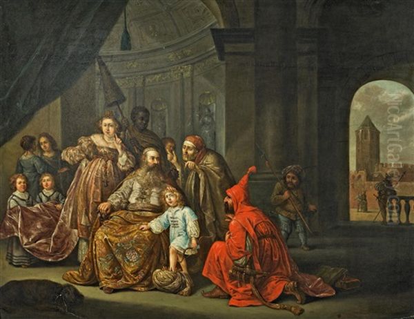 Moses Tritt Auf Die Krone Des Pharaos Oil Painting by Salomon Koninck