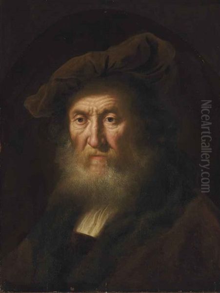 Head Of An Old Man, Bust-length Oil Painting by Salomon Koninck