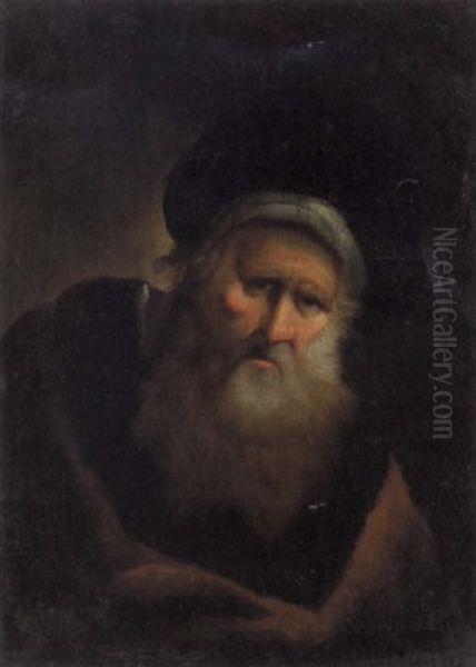 A Portrait Of A Rabbi Oil Painting by Salomon Koninck