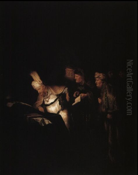 Pontius Pilate Refusing To Alter The Inscription To On Christ's Cross Oil Painting by Salomon Koninck